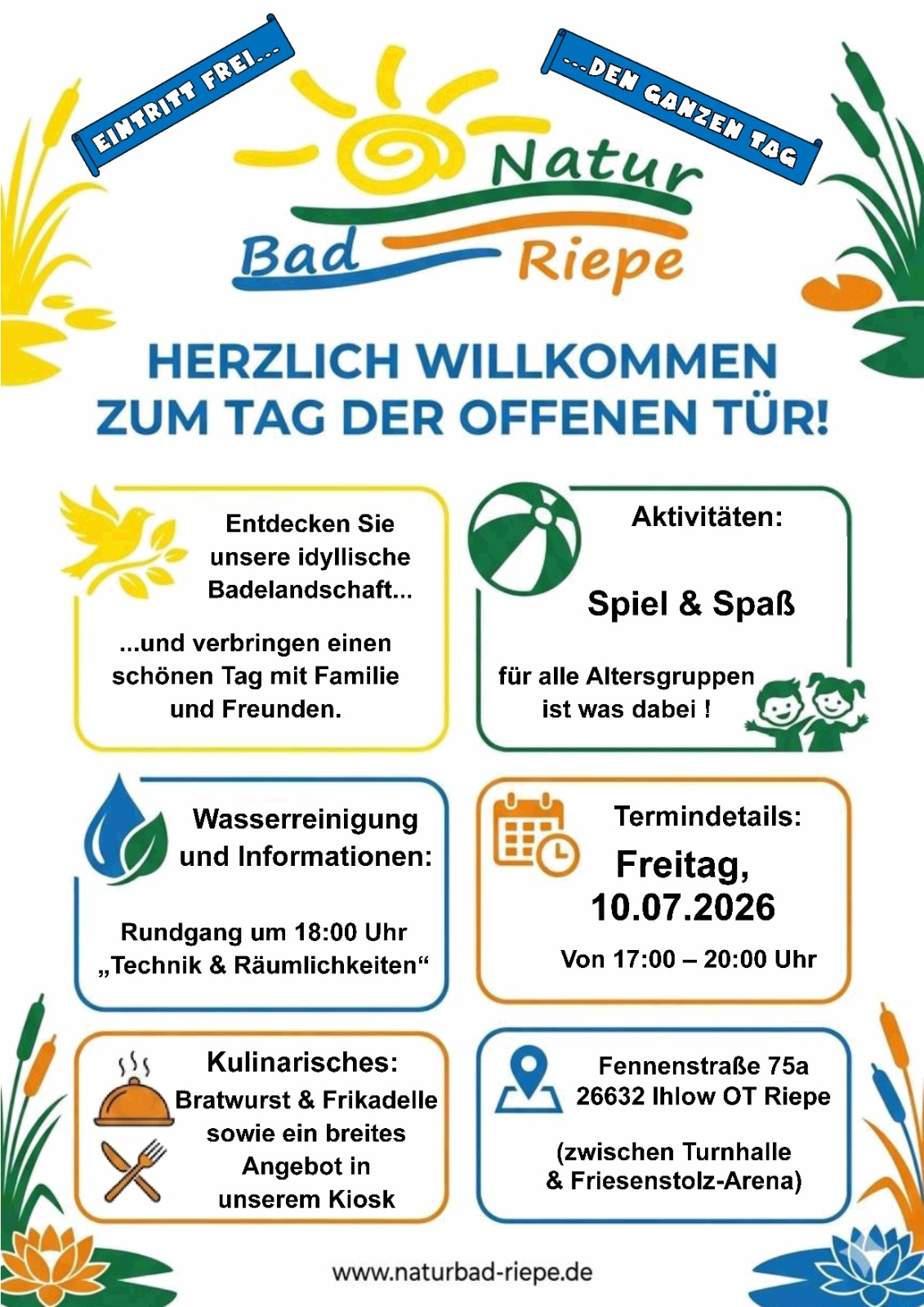 Tag der offenen Tür im Naturbad Riepe am 10.07.2026